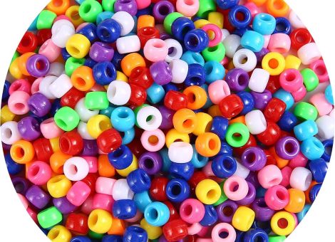 1000+ pcs Pony Beads, Multi-Colored Bracelet Beads for Hair Braids, Crafts, Plastic Beads (Medium Pack, Classic)…