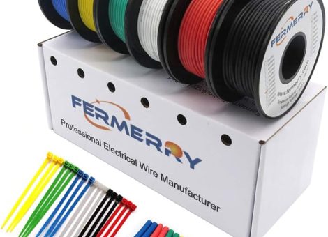 Fermerry 18 AWG Stranded Wire Spool 25ft Each 6 Colors Flexible 18 Gauge Silicone Hook up Wire Kit Electrical Tinned Copper Wire