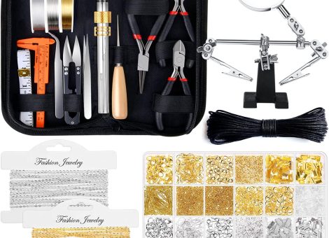 shynek Jewelry Making Kits for Adults, Jewelry Making Supplies Kit with Jewelry Making Tools, Earring Charms, Jewelry Wires, Jewelry Findings and Helping Hands for Jewelry Making and Repair