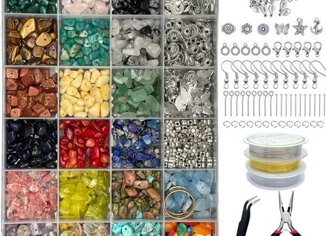Xmada Jewelry Making Supplies Kit – 1587 PCS Beads, Crystal Beads, Jewelry Pliers, Beading Wire, Earring Hooks, Rings, Bracelets for Girls and Adults